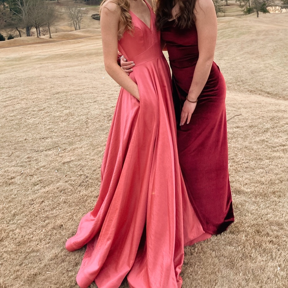 Coral Halter top prom dress